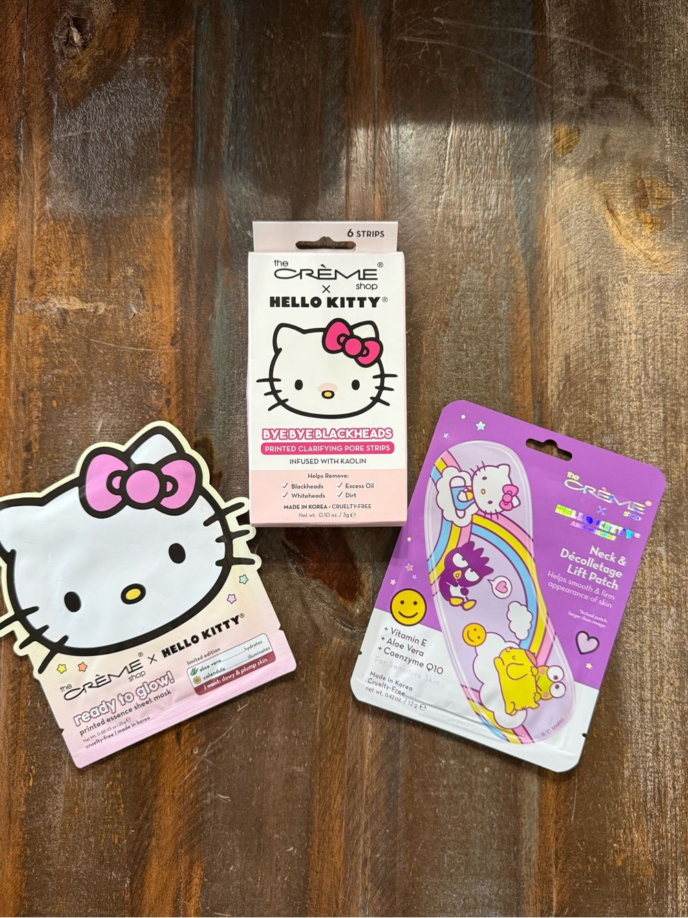 The Crème Shop x Hello Kitty Sanrio Skincare Mask Pore Strips 3 Pc Set NIB